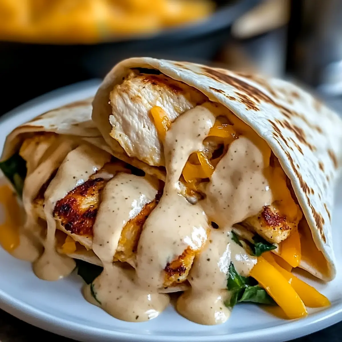 Cheesy Garlic Chicken Wraps