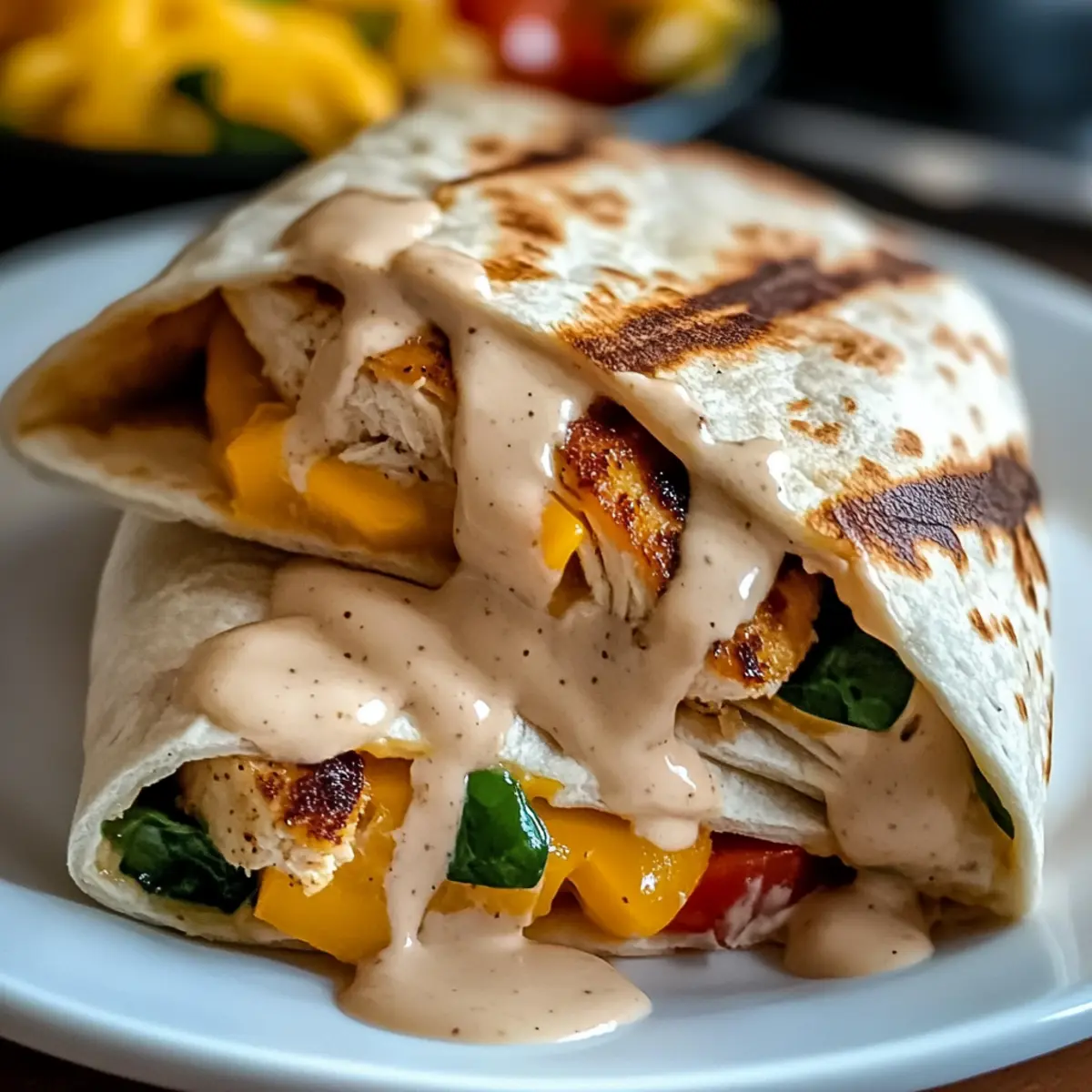 Cheesy Garlic Chicken Wraps