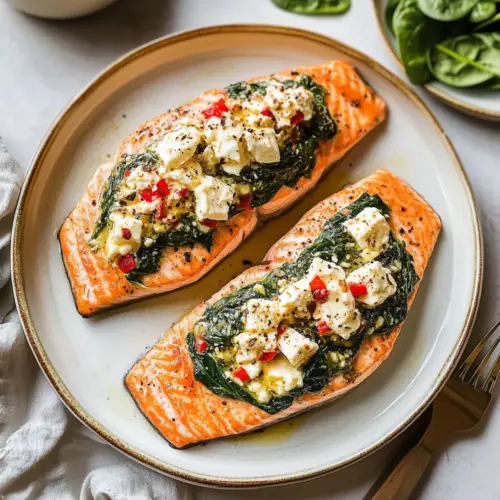 Stuffed Salmon With Spinach & Feta