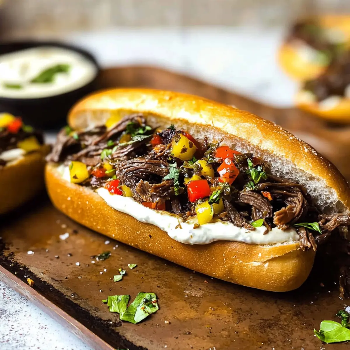 Italian Beef Sandwich with Roasted Garlic Aioli