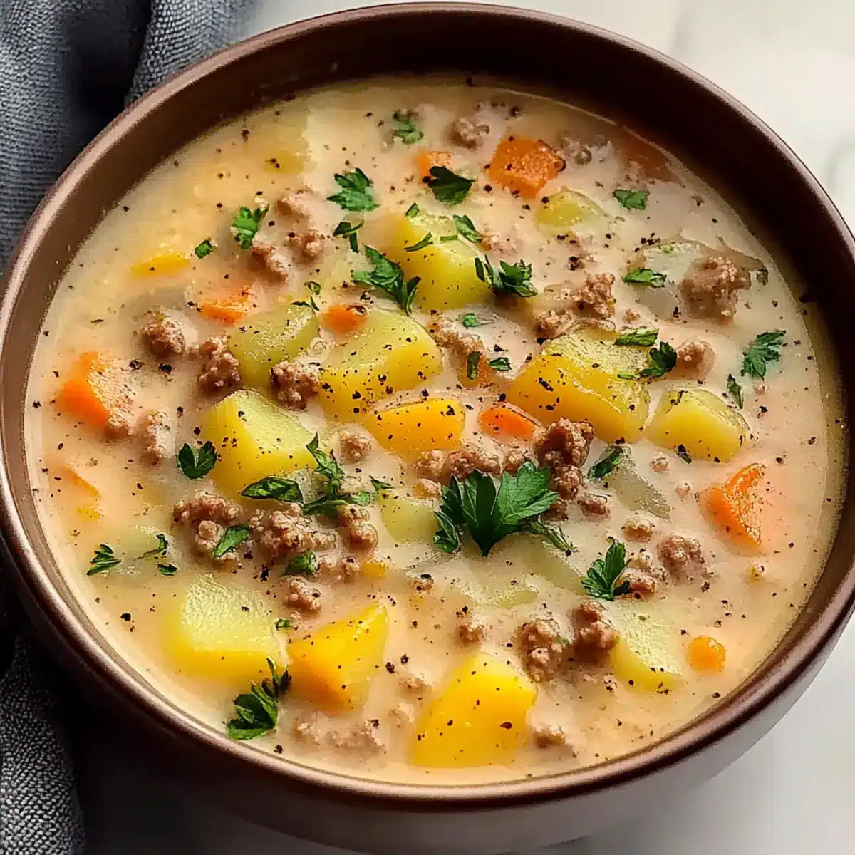 Delicious Ground Beef Potato Soup