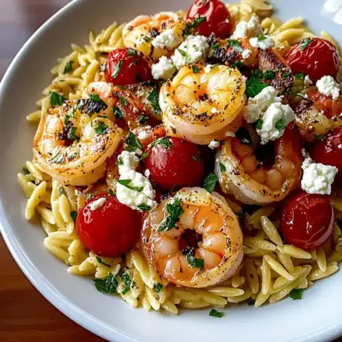 Lemon Feta Orzo Shrimp