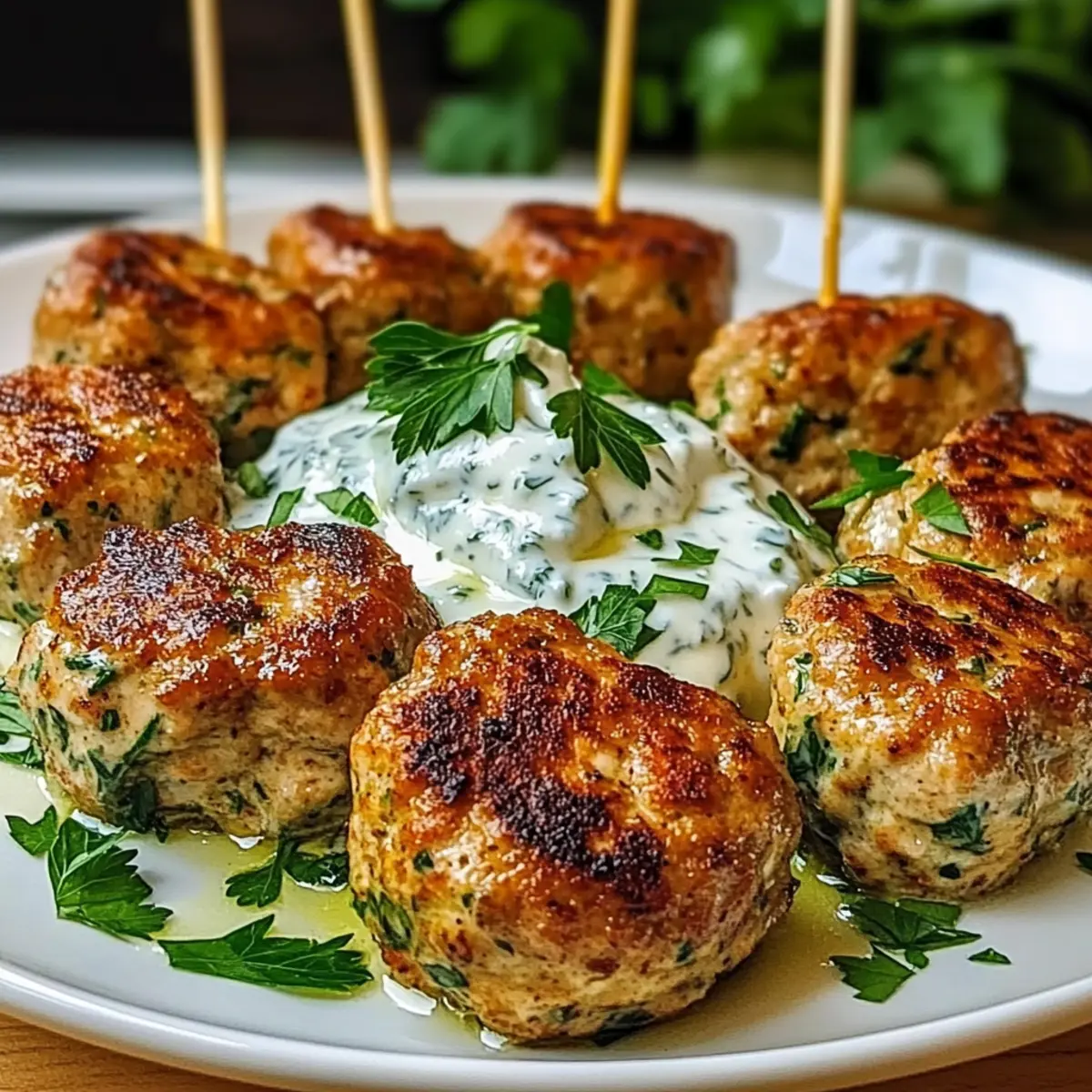 Chicken Kofta Garlic Yogurt Sauce