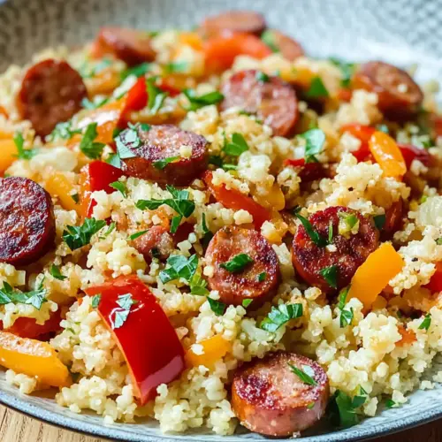 Sausage, Pepper and Cauliflower Fried Rice
