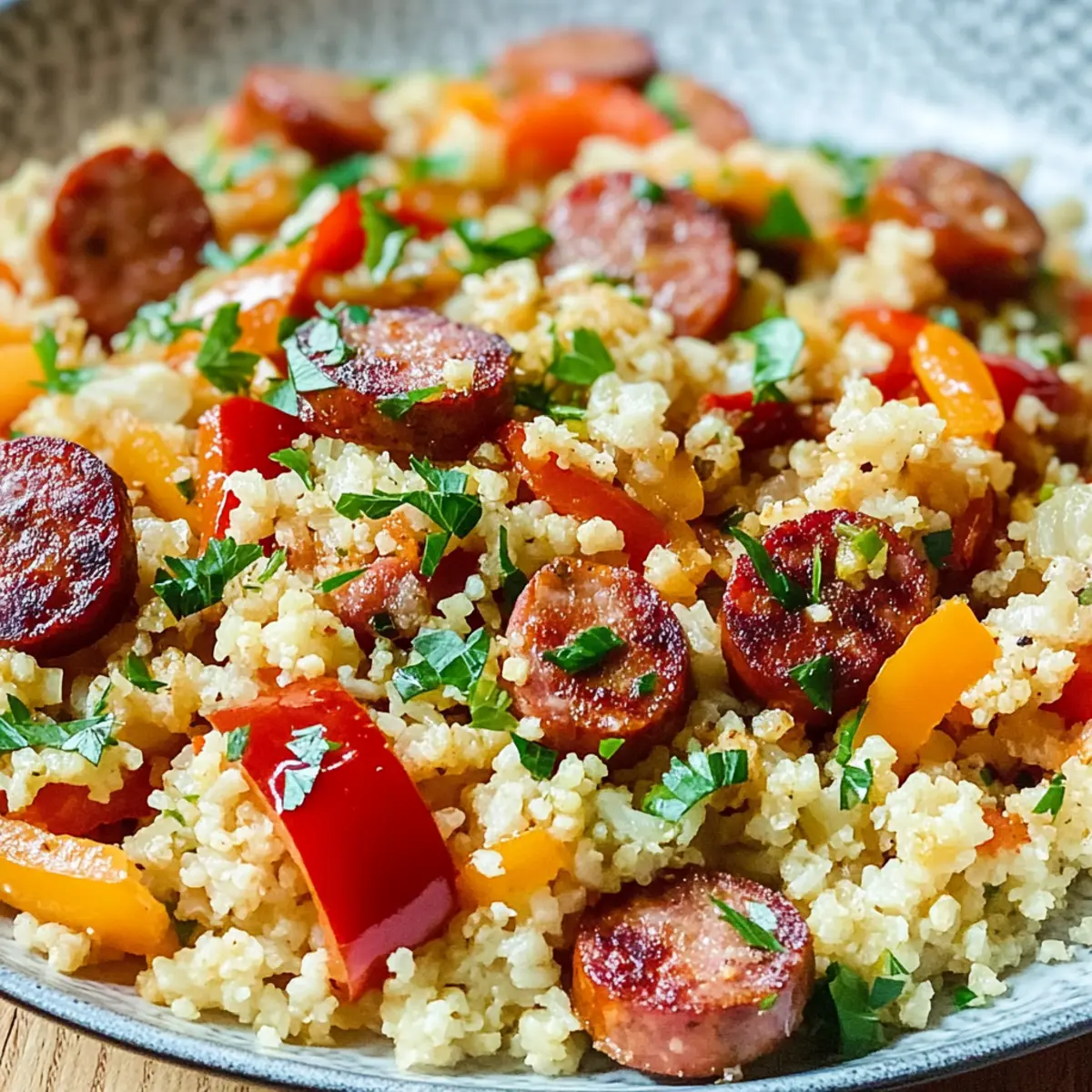 Sausage, Pepper and Cauliflower Fried Rice