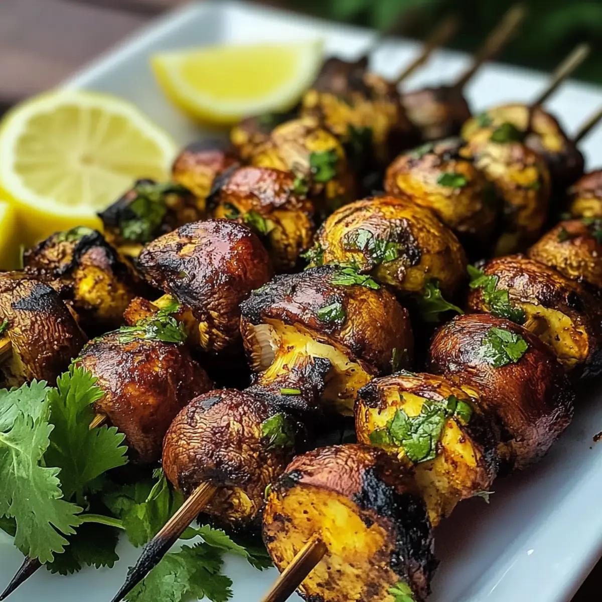 Mushroom Tikka Skewers