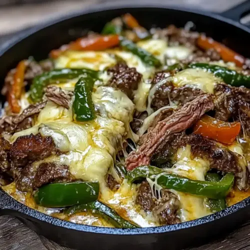 Creamy Keto Philly Cheesesteak Skillet
