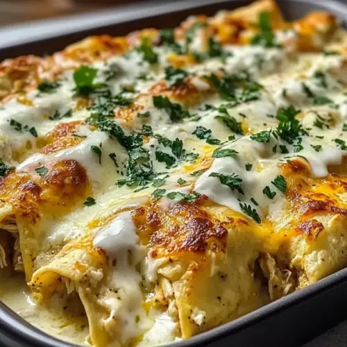 38g Protein Chicken Enchiladas with Creamy White Sauce