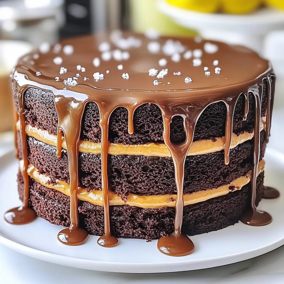 Rich Chocolate Caramel Drizzle Layer Cake Delight