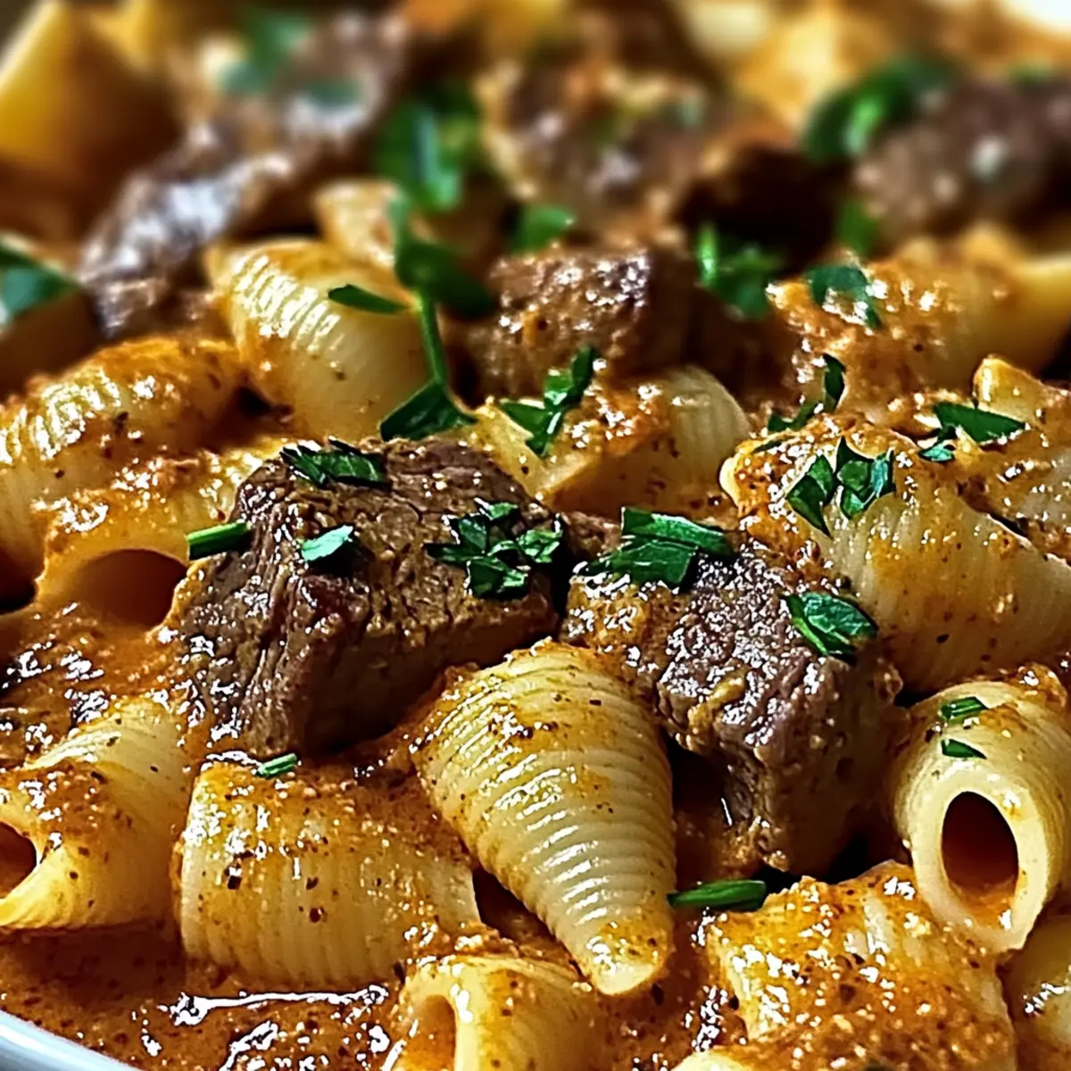 Creamy Paprika Steak and Shells