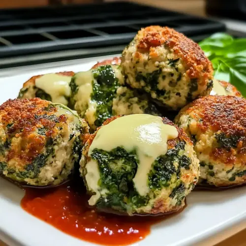 Spinach Meatballs with Mozzarella