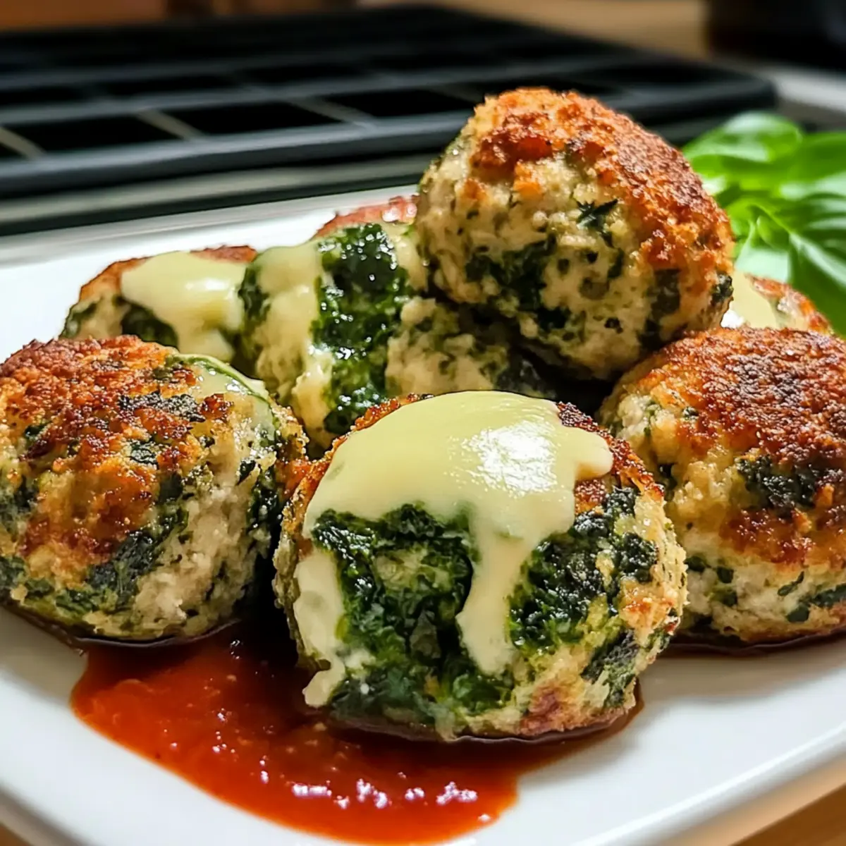Spinach Meatballs with Mozzarella