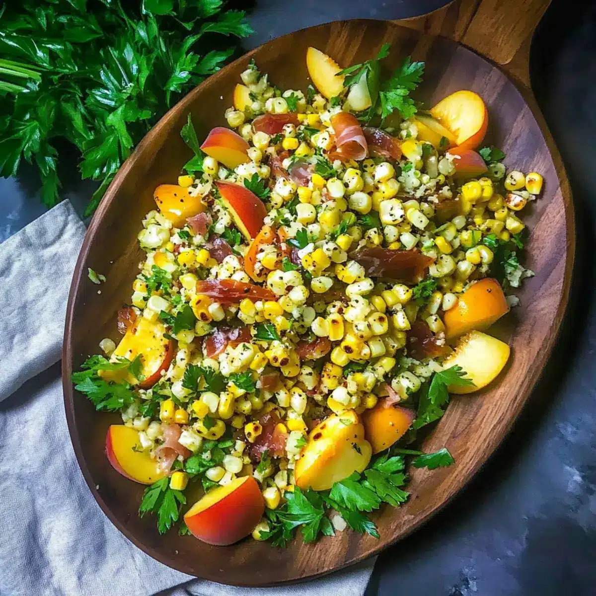 Grilled Corn and Peach Salad