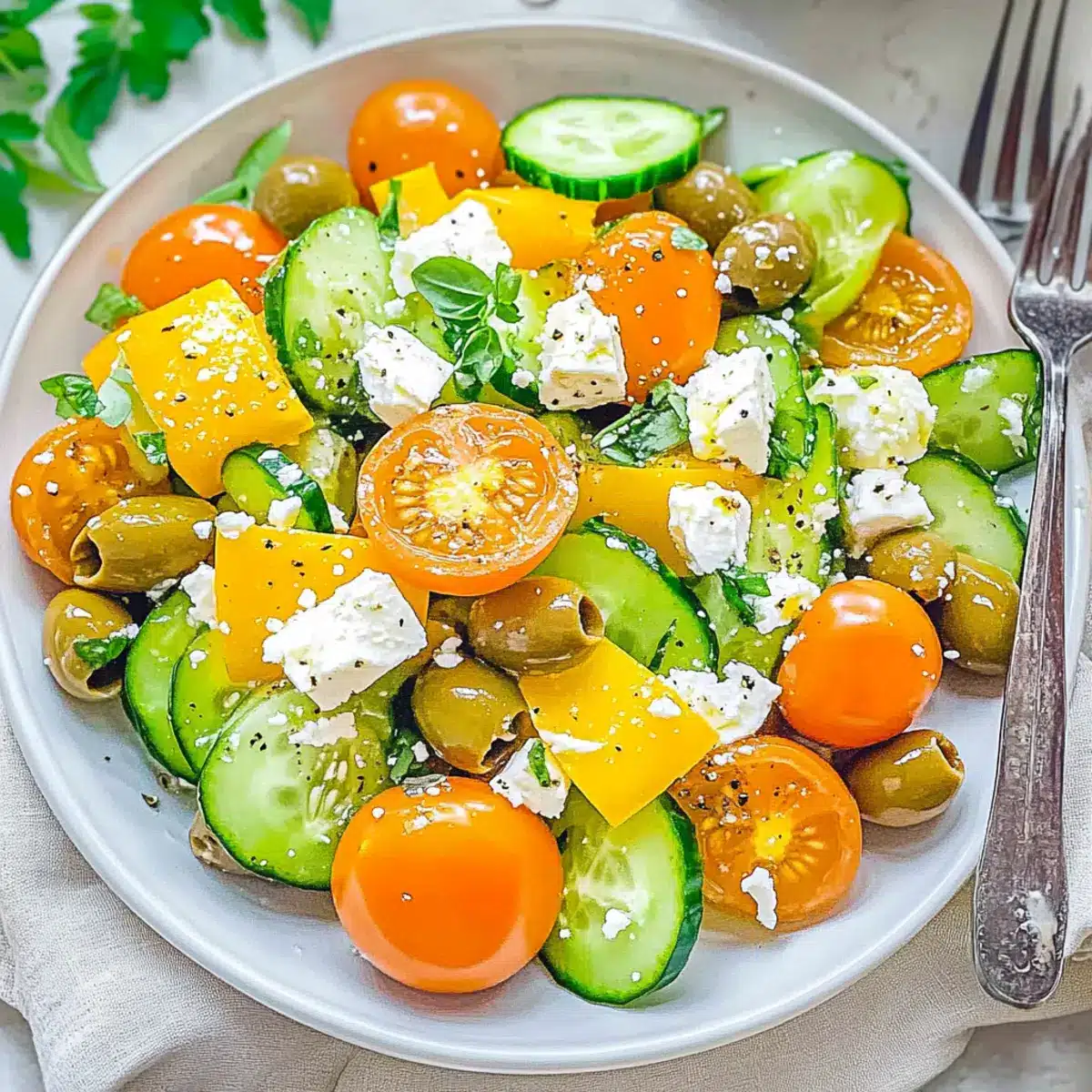 Greek Salad with Shaved Cucumber