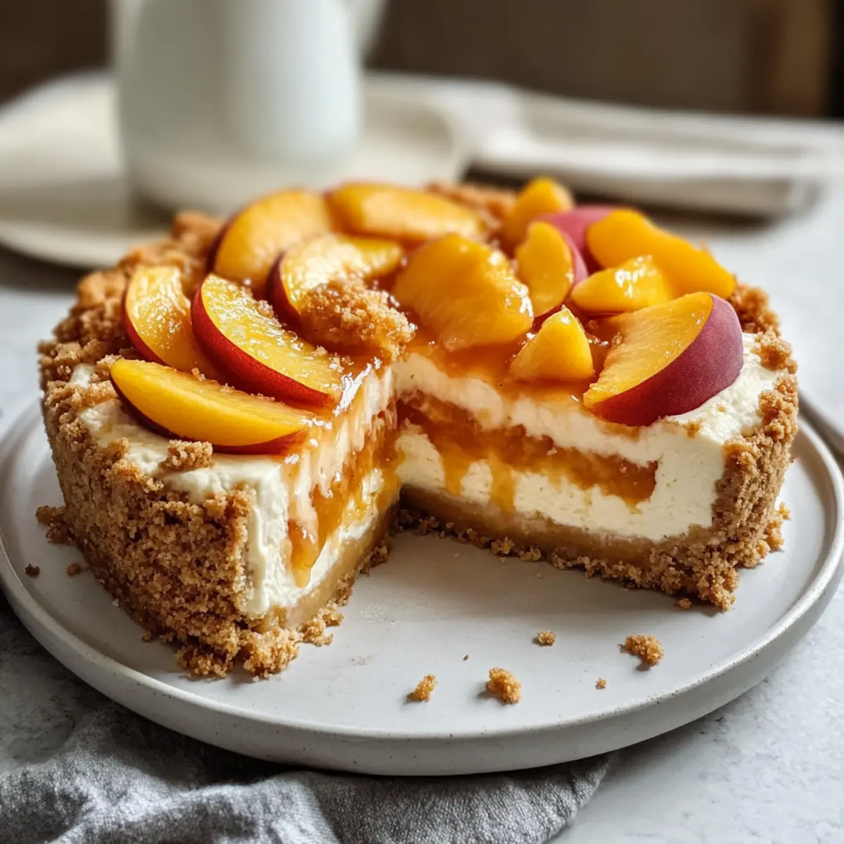 Peach Bourbon Extract Cobbler Cheesecake
