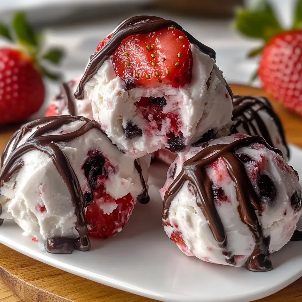 Chocolate Strawberry Frozen Yogurt Bites