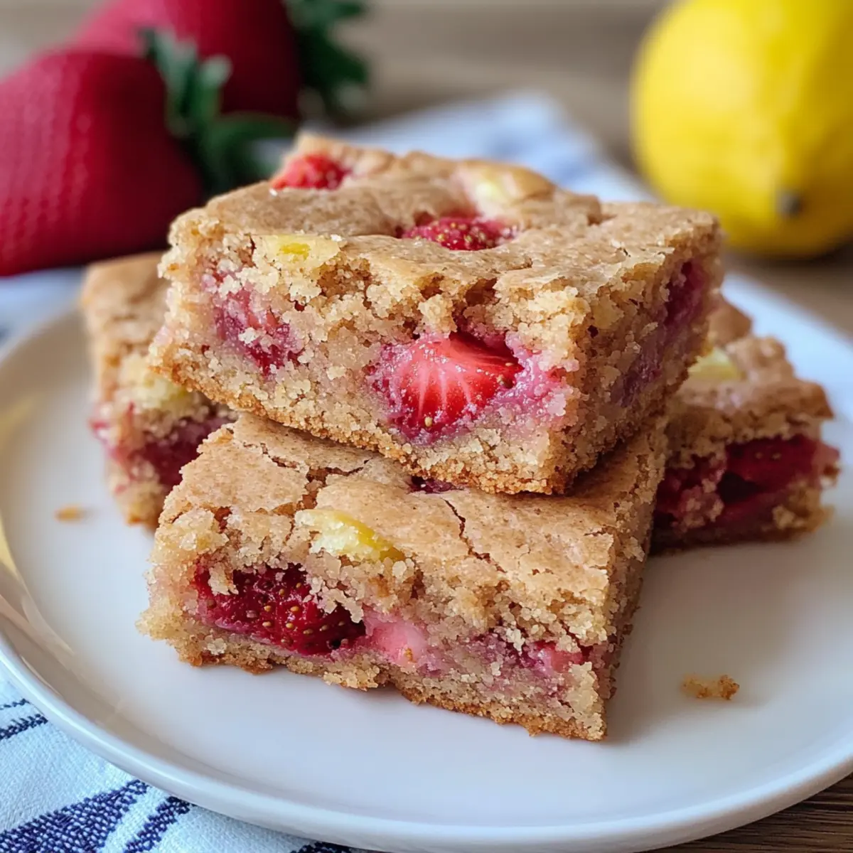 Easy Moist Lemon Strawberry Blondies
