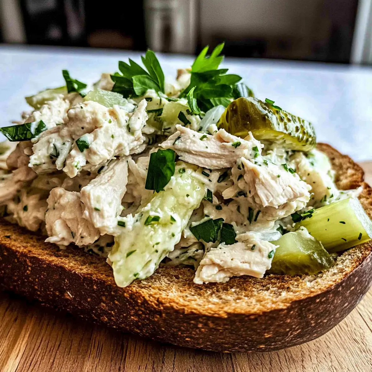 High Protein Dill Pickle Chicken Salad With Zero Mayo