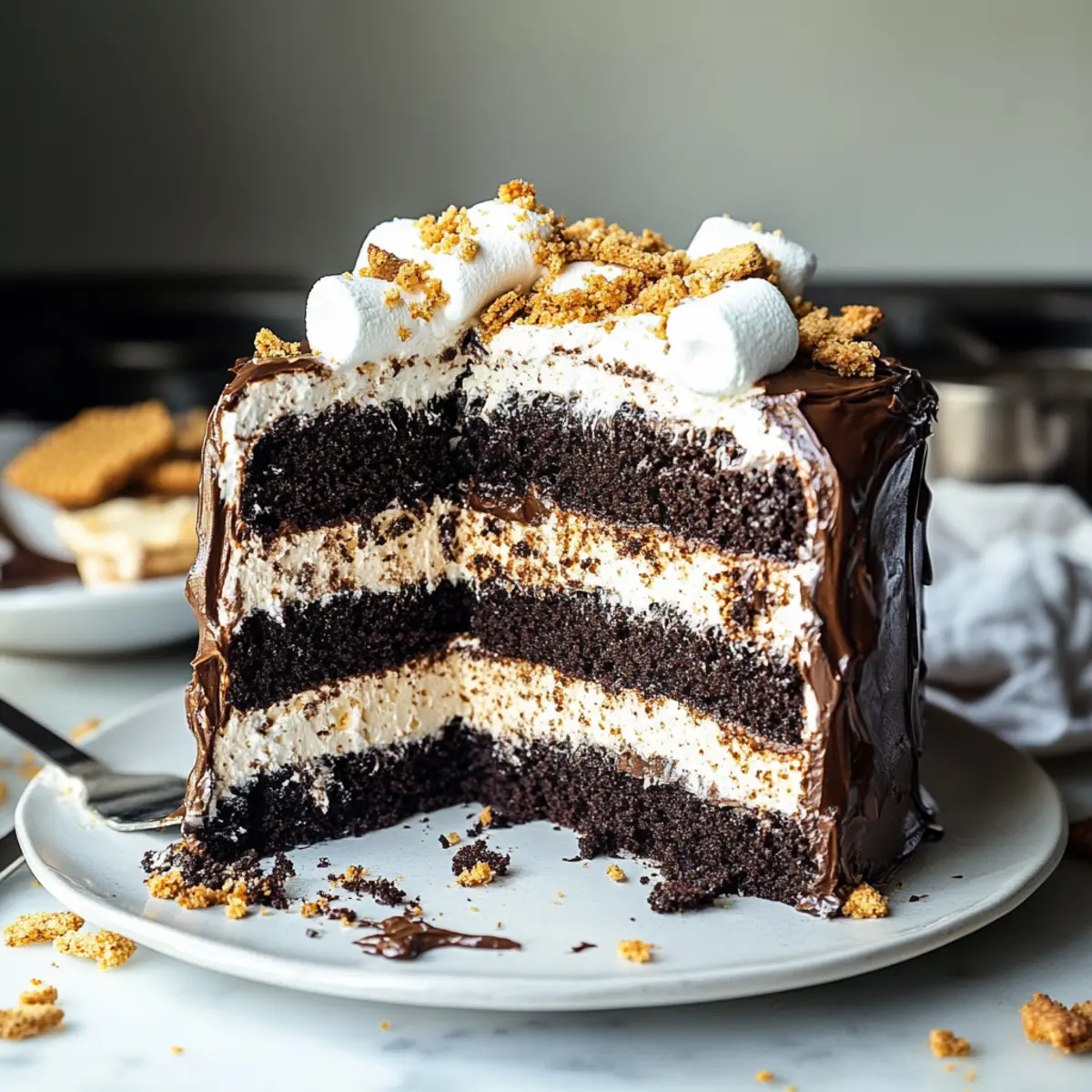 Dark Chocolate Vegan S’mores Cake