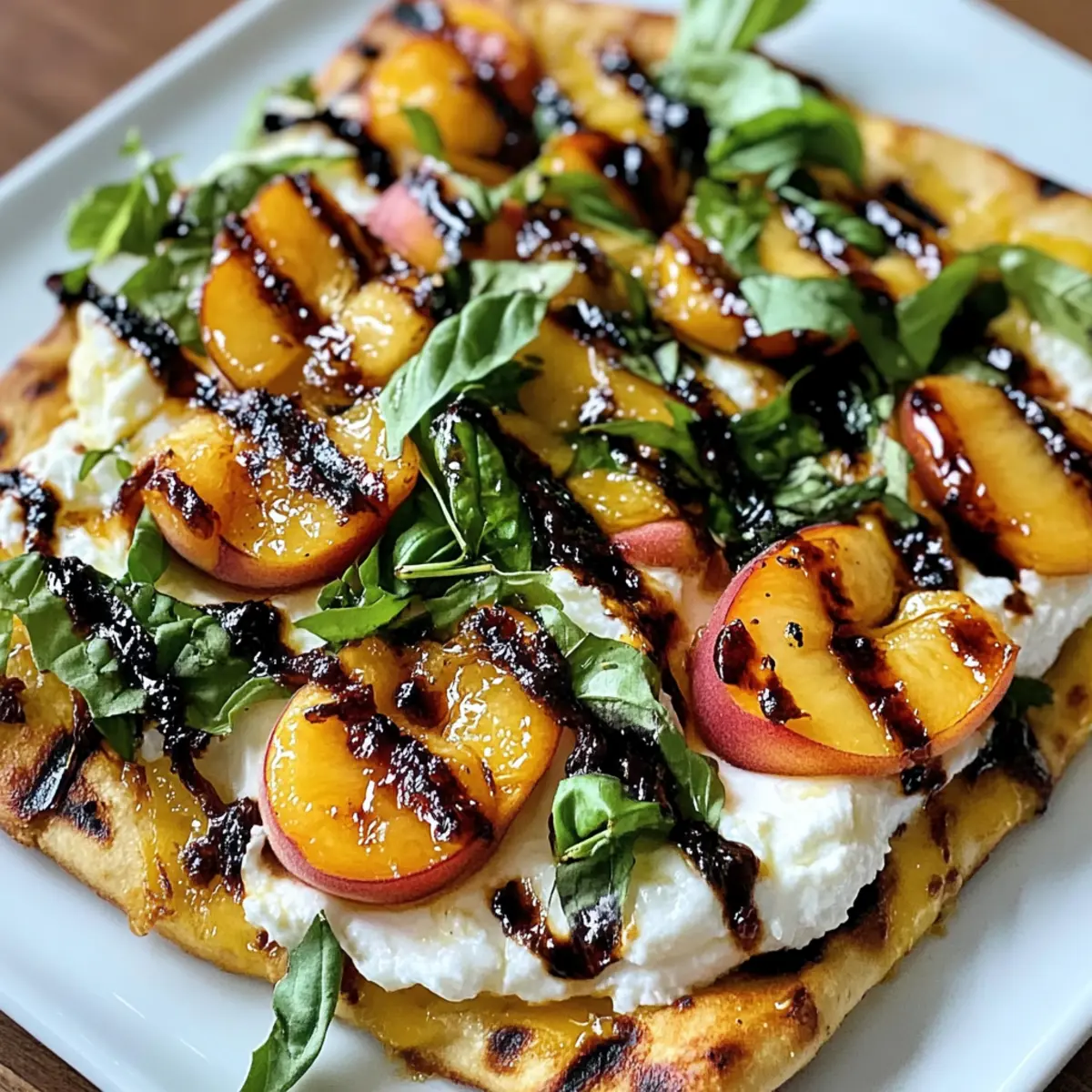 Grilled Peach and Burrata Flatbread